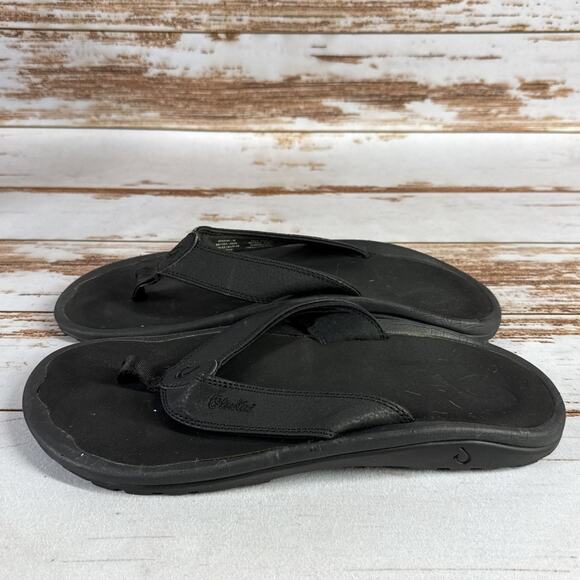 OluKai 'Ohana Sandals Mens Size 12 Black - Picture 1 of 9